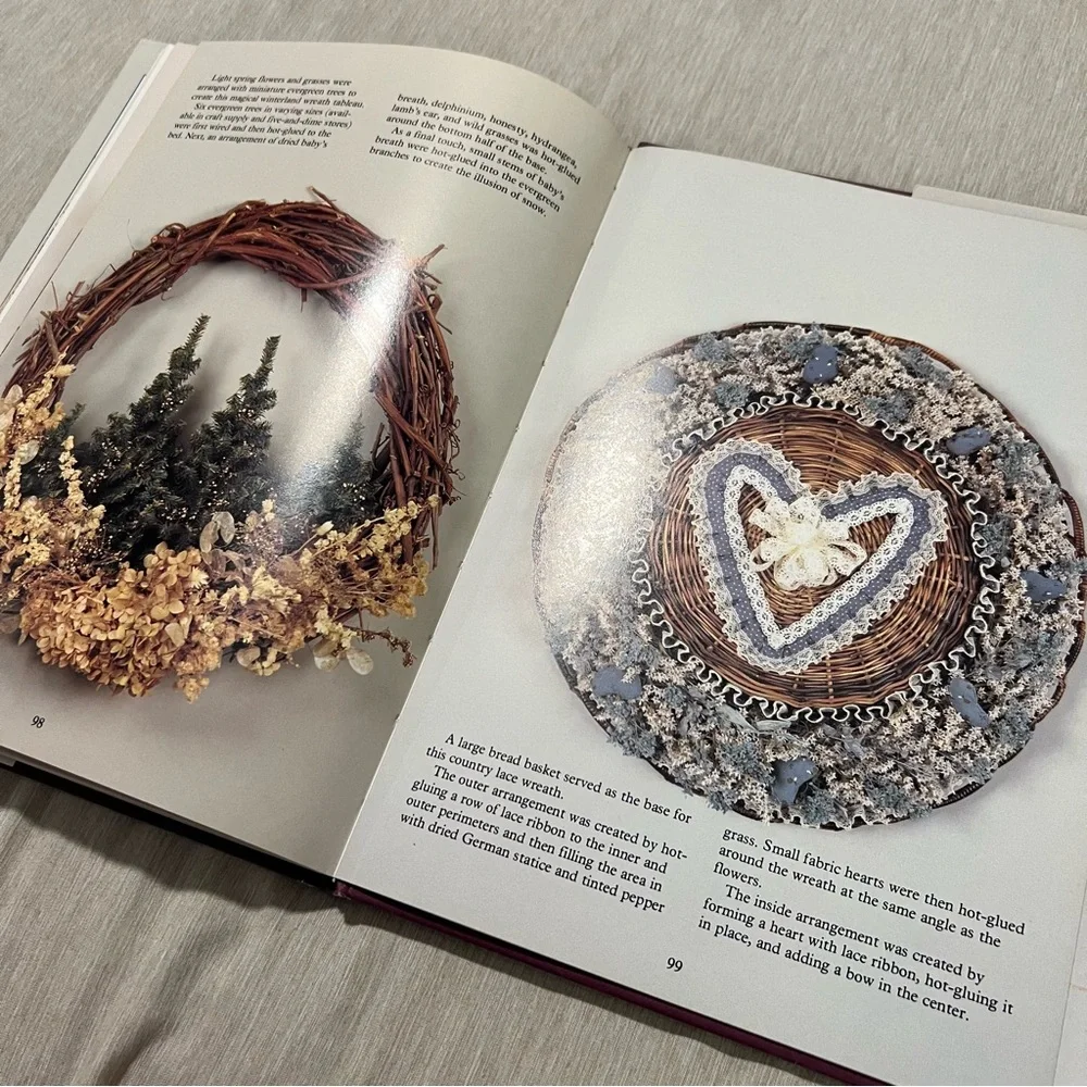 Wreaths ’Round the Year Book 1990 DIY Floral Crafts Cusick Pulleyen HC Vintage